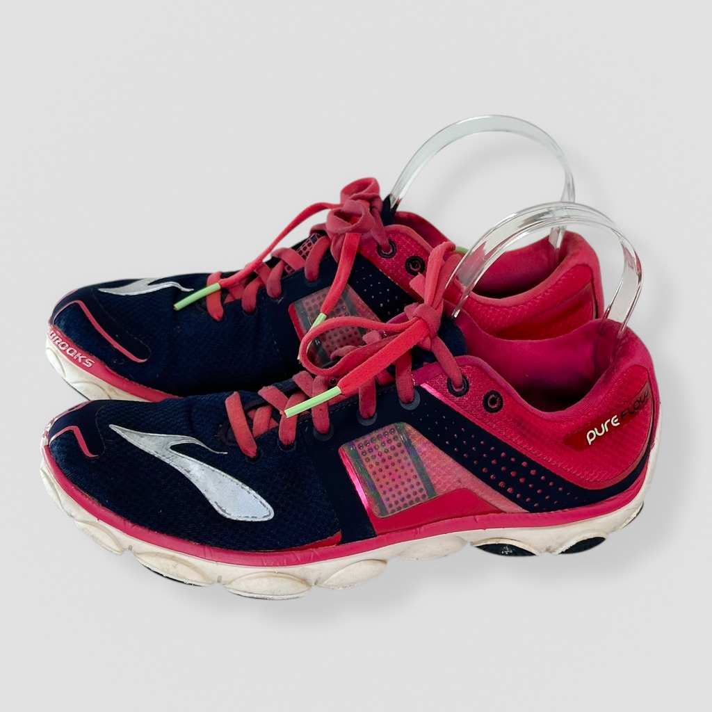 Brooks Pure Flow Size 8 Athletic #1201801b404 Blue/Pink Running Shoes Casual